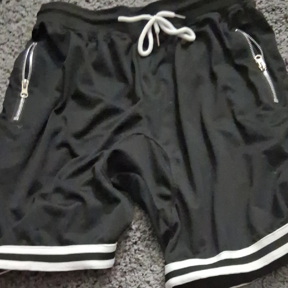 Black Men's Shorts with White Accents